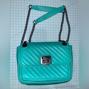 Badgley Mischka Turquoise Quilted Crossbody Bag
